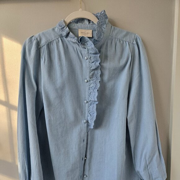 Sezane Chlo Shirt in Chambray Size US 6 - 100% cotton shirt - Picture 7 of 9